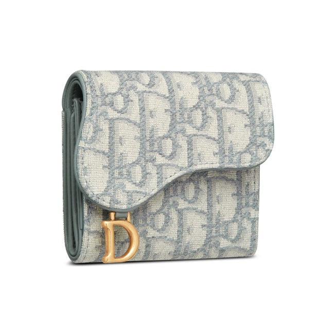 DIOR Saddle Embroidered Jacquard Medium Trifold Wallet in Gray - S5652
