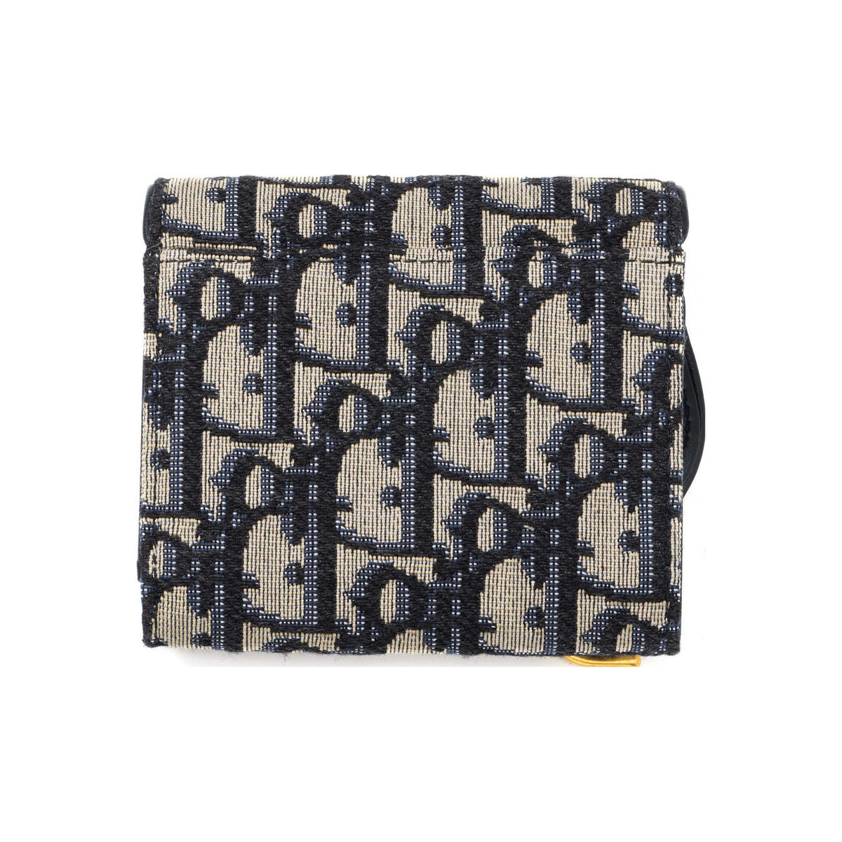 DIOR Saddle Lotus Embroidered Canvas Medium Trifold Wallet in Denim Blue - S5652