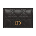 DIOR Caro Cannage Mini Calfskin Card Holder Wallet - Black - S5132
