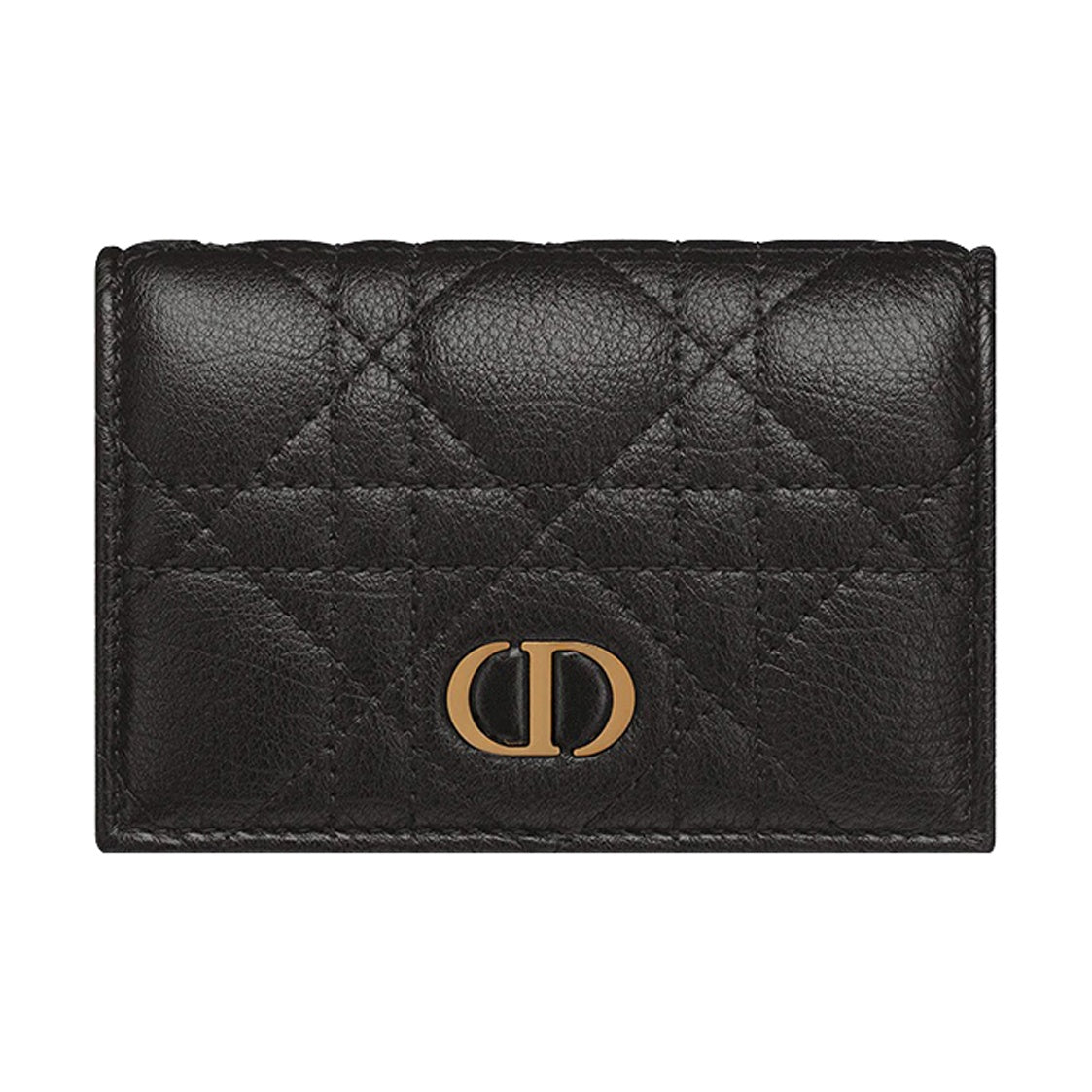 DIOR Caro Cannage Mini Calfskin Card Holder Wallet - Black - S5132