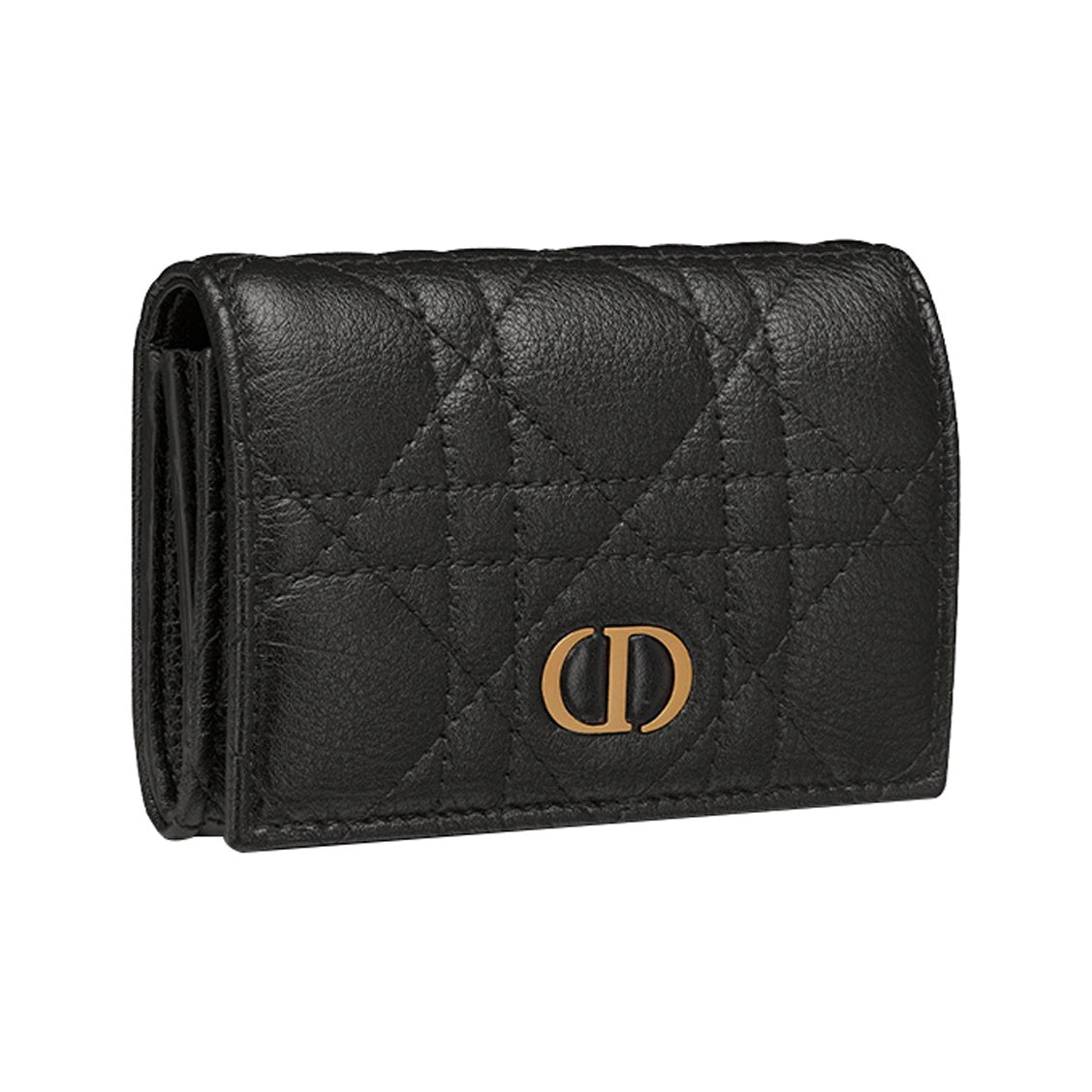DIOR Caro Cannage Mini Calfskin Card Holder Wallet - Black - S5132