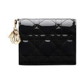 DIOR Lady Dior Cannage Mini Cowhide Leather Wallet - Black - S0178