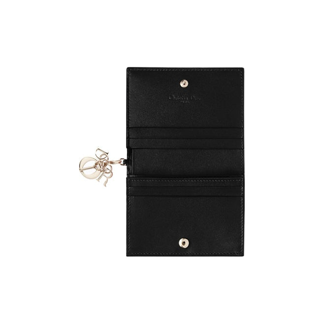 DIOR Lady Dior Cannage Mini Cowhide Leather Wallet - Black - S0178