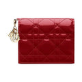 DIOR Lady Dior Cannage Patent Calfskin Wallet - Cherry Red - S0178