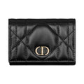 DIOR Caro Sheepskin Wallet with Metal CD Logo - Black - S4206