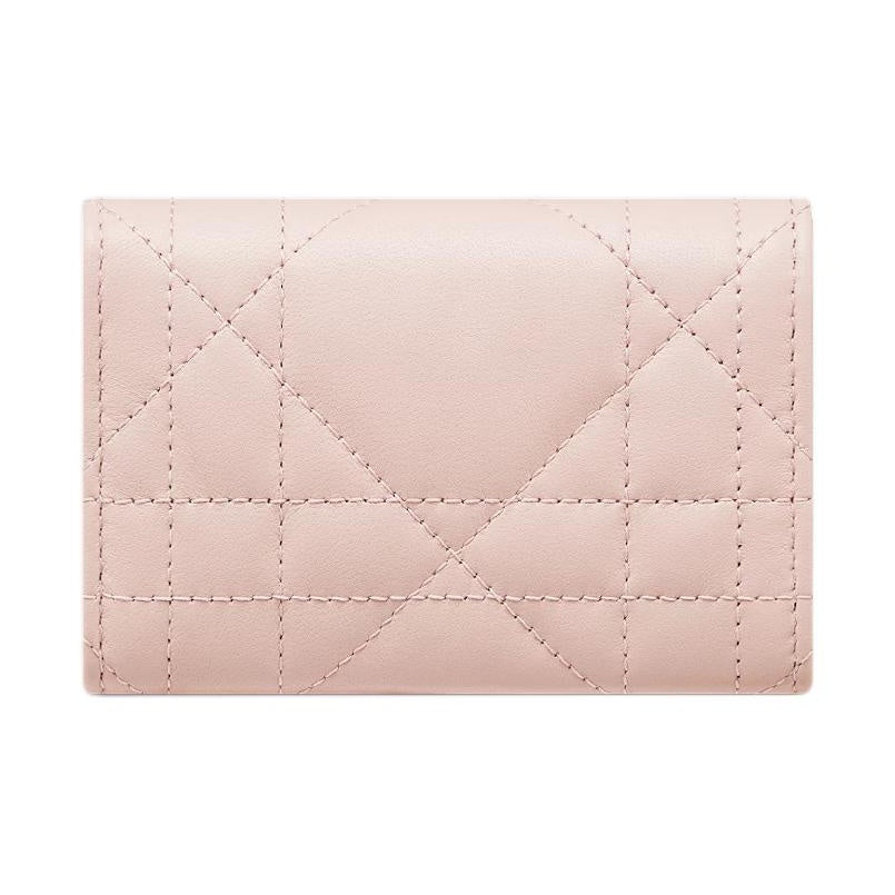 DIOR Caro Glycine Sheepskin Wallet with Crystal CD Logo - Pink - S4206
