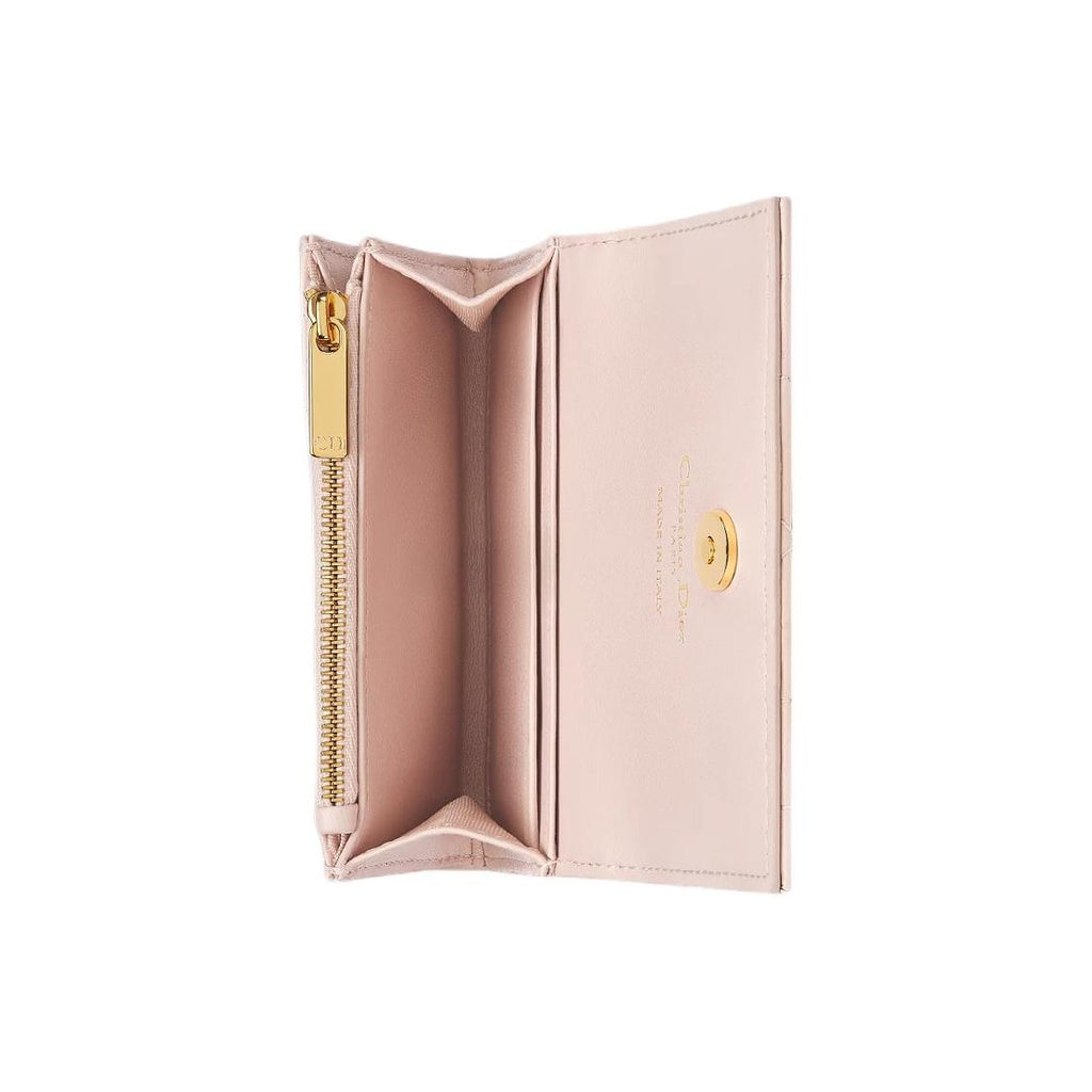 DIOR Caro Glycine Sheepskin Wallet with Crystal CD Logo - Pink - S4206