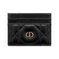 DIOR Caro Freesia Macrocannage Lambskin Card Holder - Black - S4205