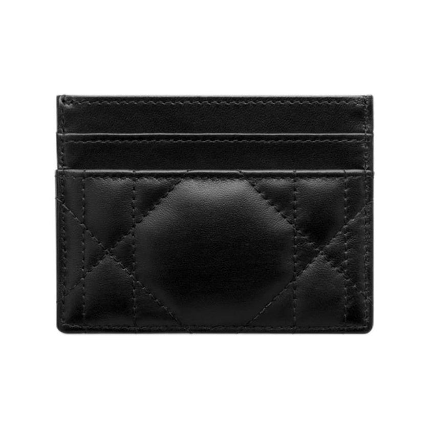 DIOR Caro Freesia Macrocannage Lambskin Card Holder - Black - S4205