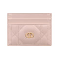 DIOR Caro Freesia Sheepskin Card Holder with Gold-Tone CD Logo - Pink - S4205