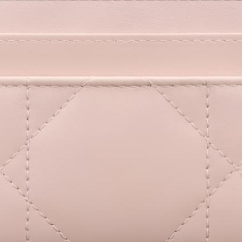 DIOR Caro Freesia Sheepskin Card Holder with Gold-Tone CD Logo - Pink - S4205
