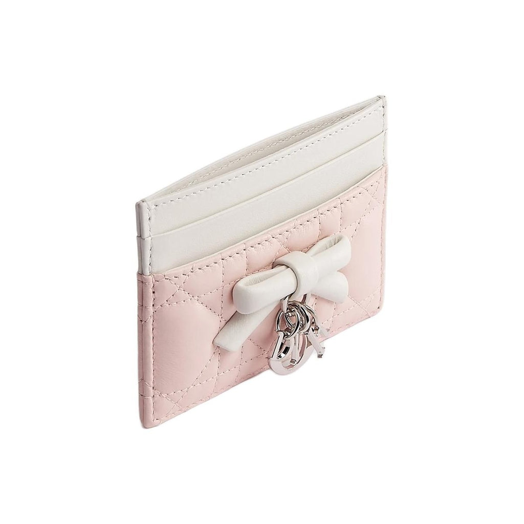 DIOR Lady Dior Freesia Cannage Sheepskin Card Holder - Soft Pink & Cream White - S2604