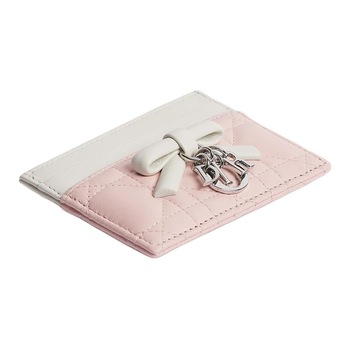 DIOR Lady Dior Freesia Cannage Sheepskin Card Holder - Soft Pink & Cream White - S2604