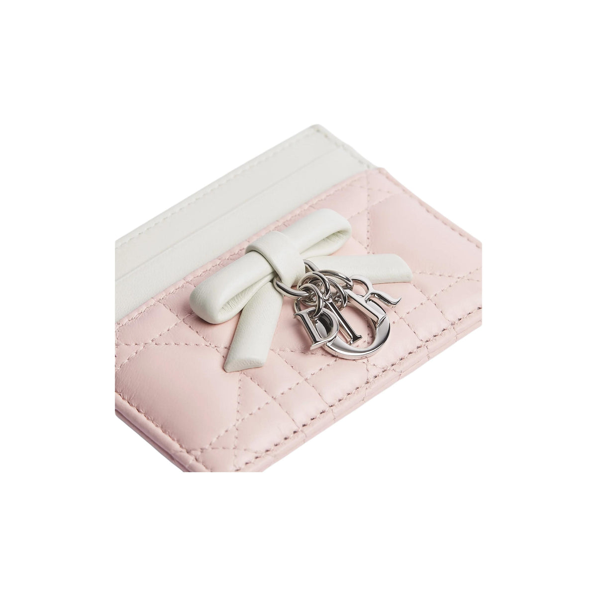 DIOR Lady Dior Freesia Cannage Sheepskin Card Holder - Soft Pink & Cream White - S2604