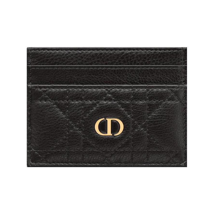 DIOR Caro Cannage Soft Cowhide Leather Card Holder - Black - S5130