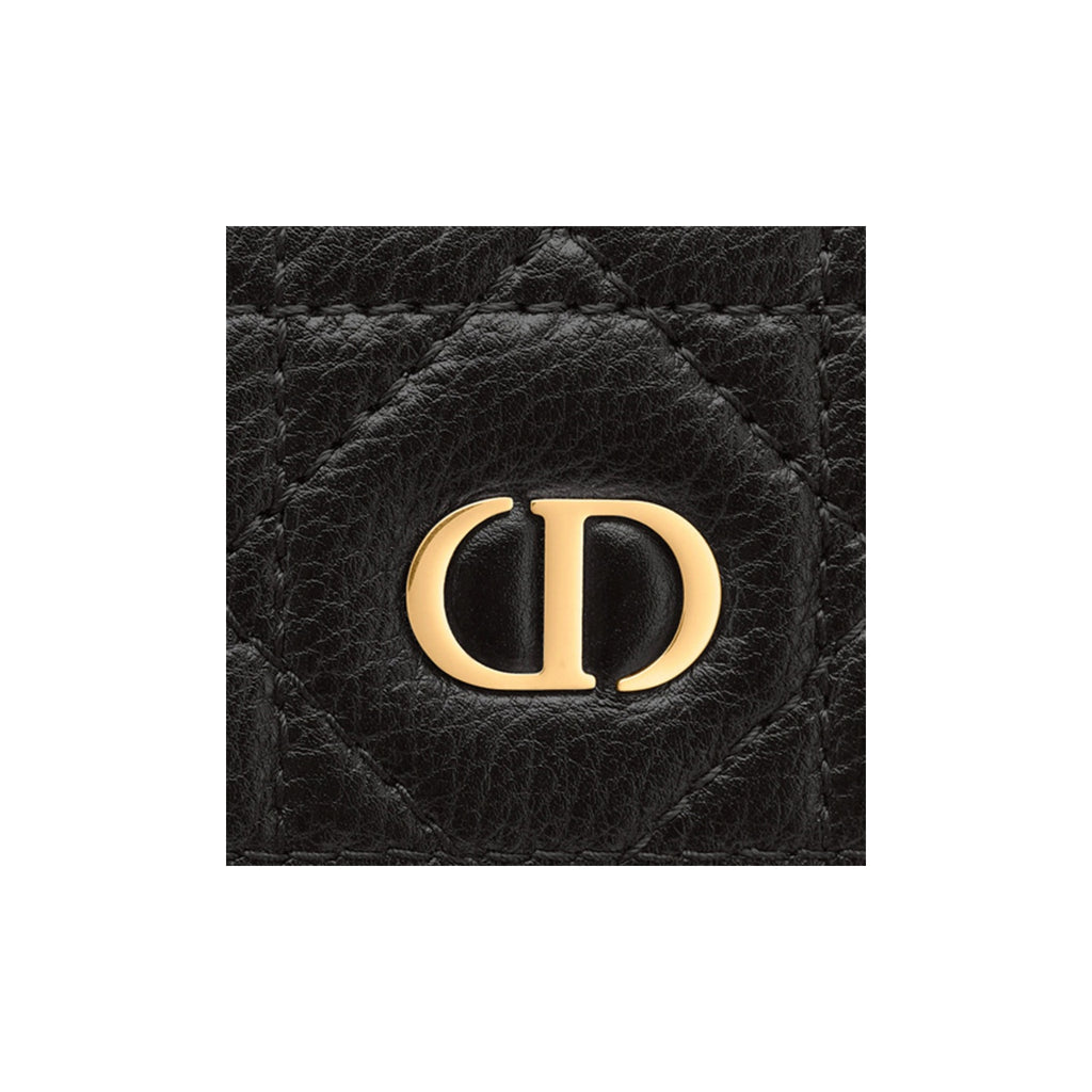 DIOR Caro Cannage Soft Cowhide Leather Card Holder - Black - S5130