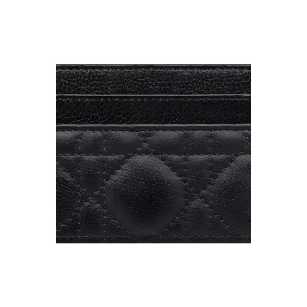 DIOR Caro Cannage Soft Cowhide Leather Card Holder - Black - S5130