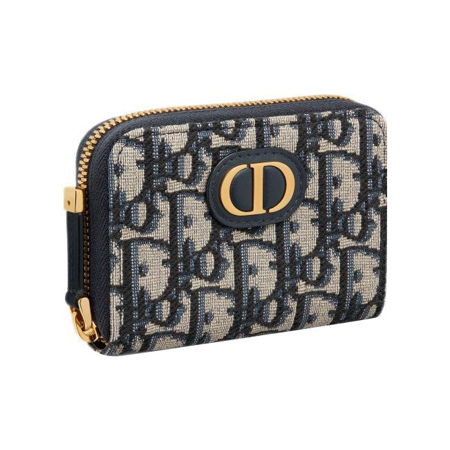 DIOR 30 Montaigne Small Embroidered Fabric Zip Coin and Card Wallet - Blue - S2155