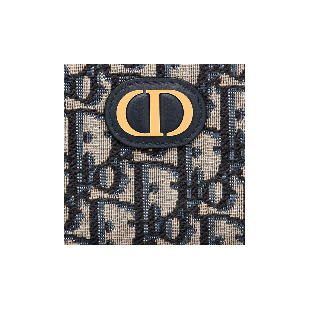 DIOR 30 Montaigne Small Embroidered Fabric Zip Coin and Card Wallet - Blue - S2155