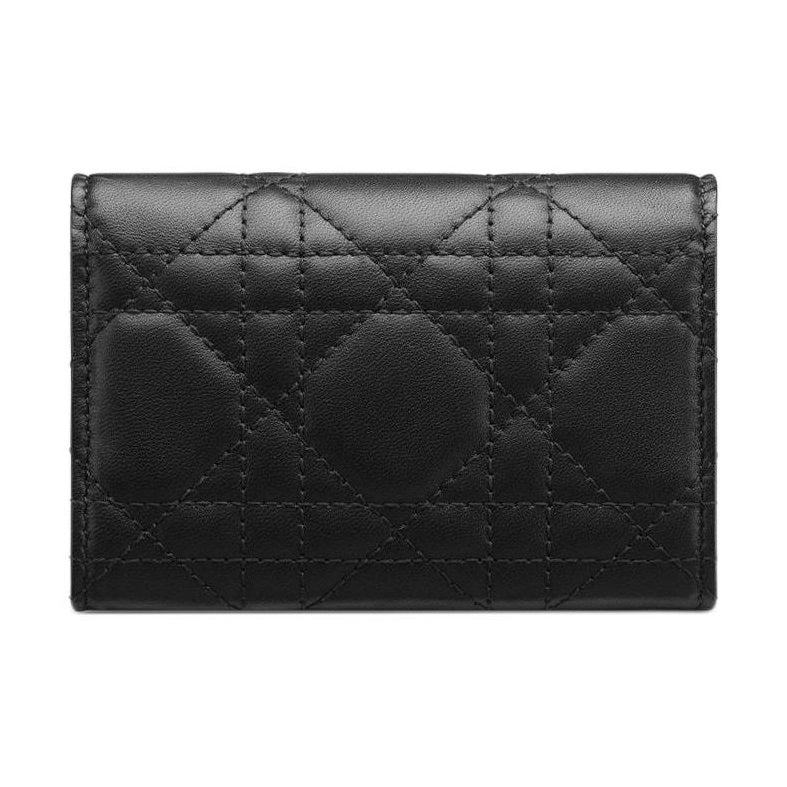 DIOR Jolie Sheepskin Leather Wallet with Logo - Black - S3102