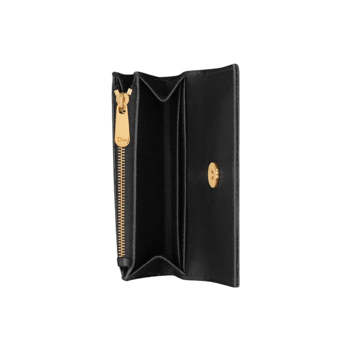 DIOR Jolie Sheepskin Leather Wallet with Logo - Black - S3102