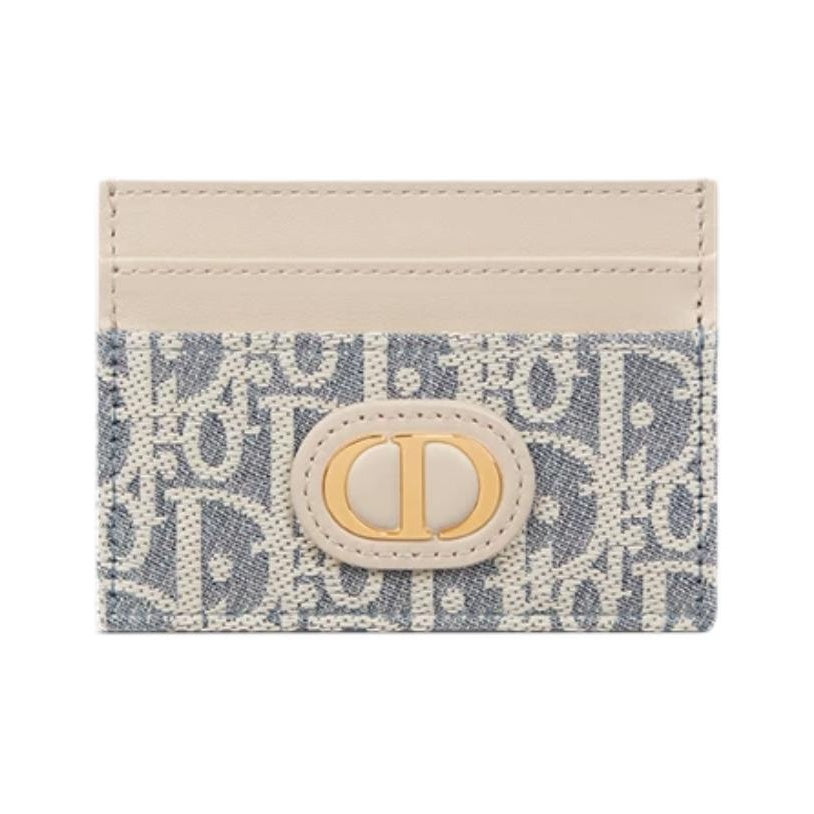 DIOR 30 Montaigne Oblique Fabric Card Holder with CD Logo - Blue - S2152