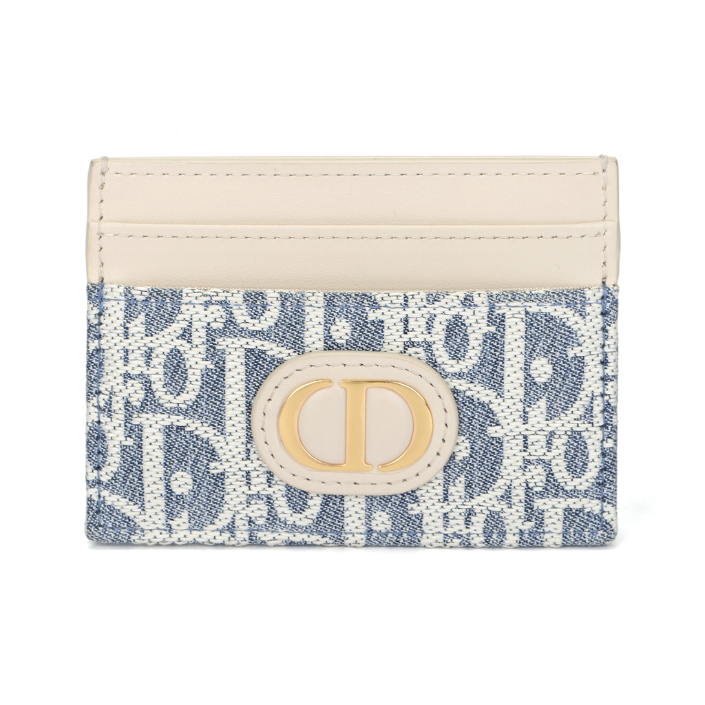 DIOR 30 Montaigne Oblique Fabric Card Holder with CD Logo - Blue - S2152