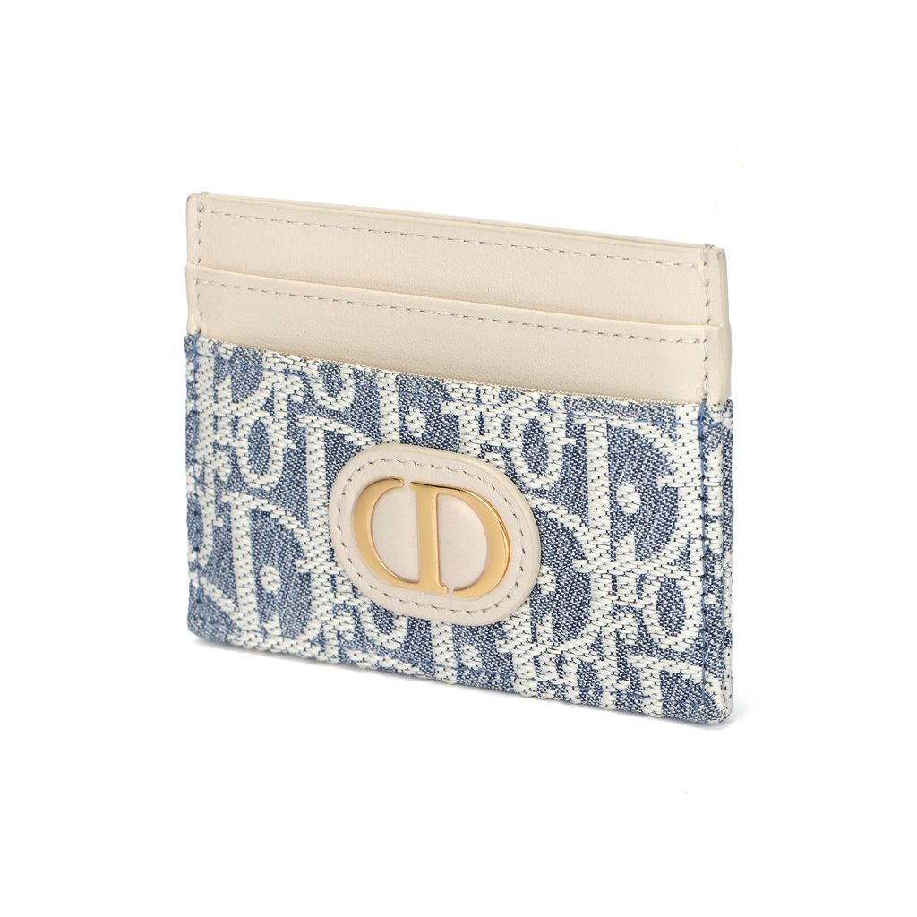 DIOR 30 Montaigne Oblique Fabric Card Holder with CD Logo - Blue - S2152