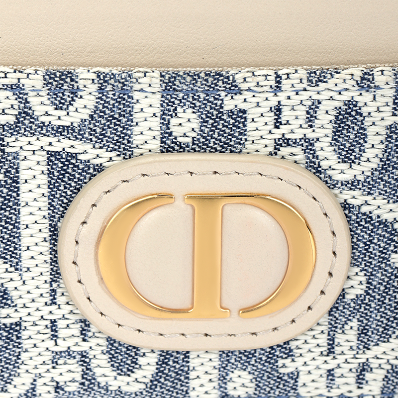 DIOR 30 Montaigne Oblique Fabric Card Holder with CD Logo - Blue - S2152