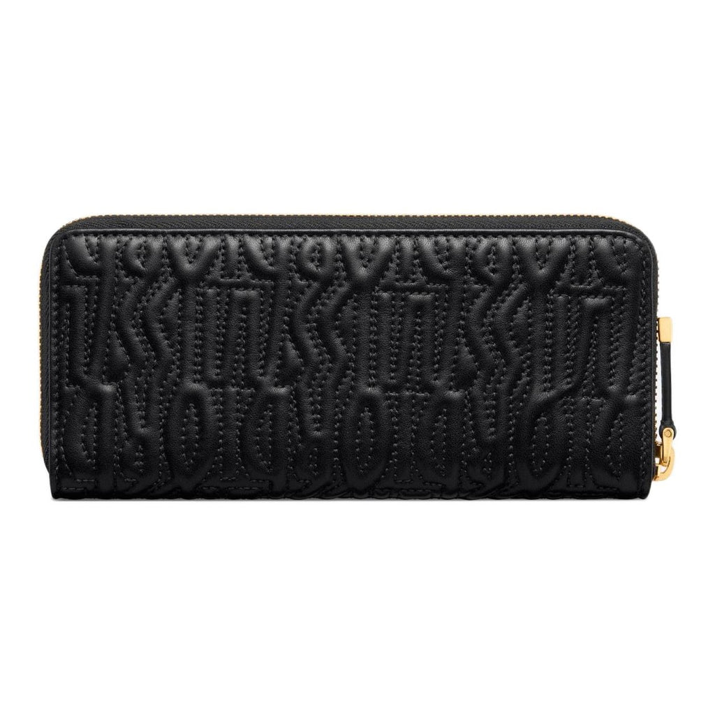 DIOR Voyageur Lambskin Zip Wallet with Letter Logo - Black - S3604