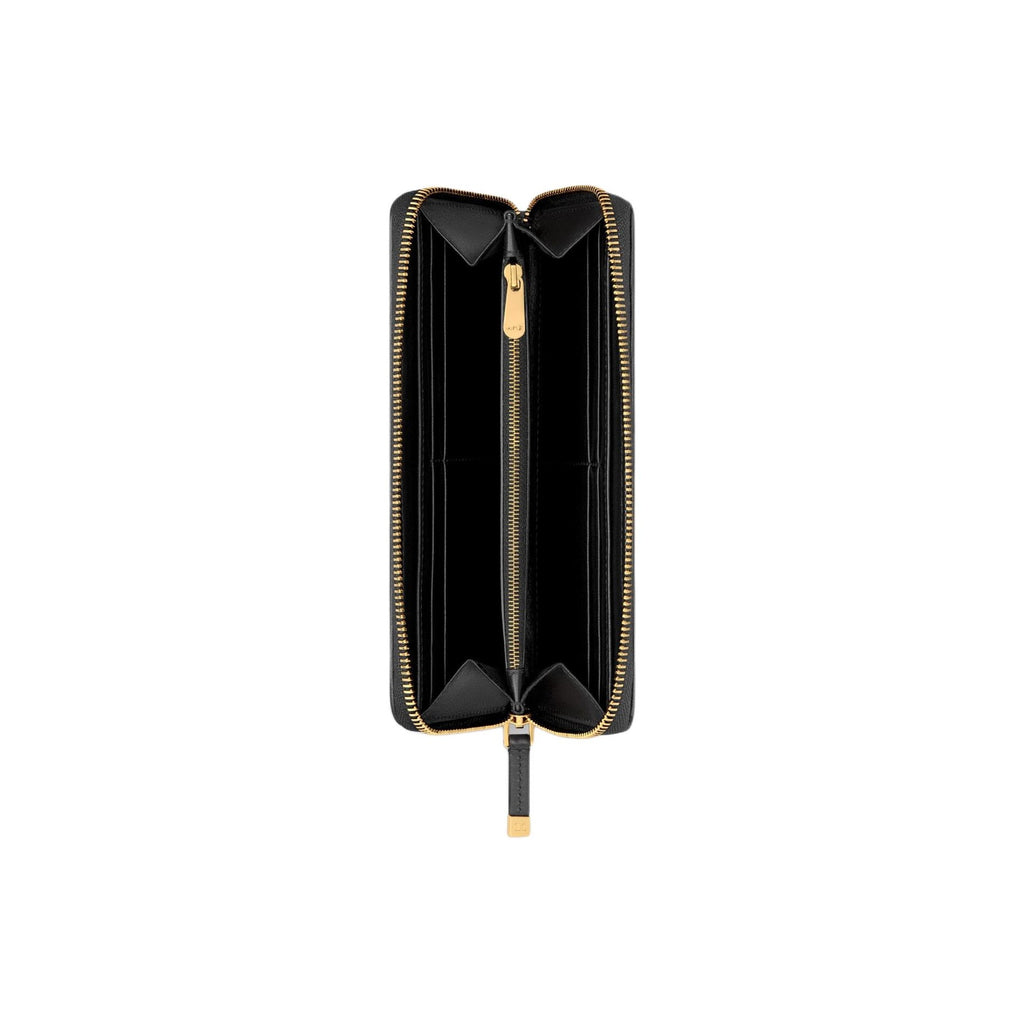 DIOR Voyageur Lambskin Zip Wallet with Letter Logo - Black - S3604