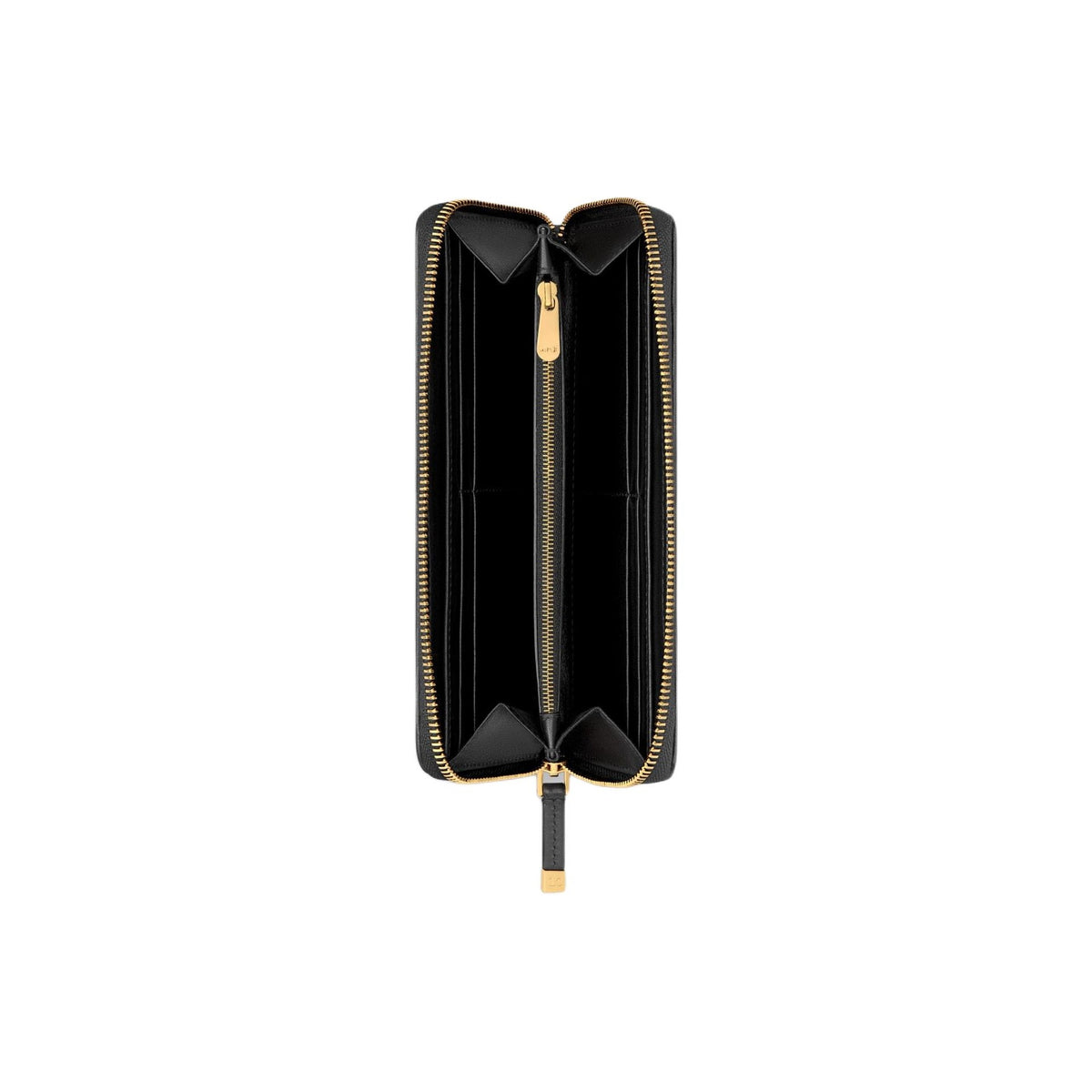 DIOR Voyageur Lambskin Zip Wallet with Letter Logo - Black - S3604