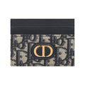 DIOR 30 Montaigne Oblique Fabric Card Holder with CD Logo - Blue