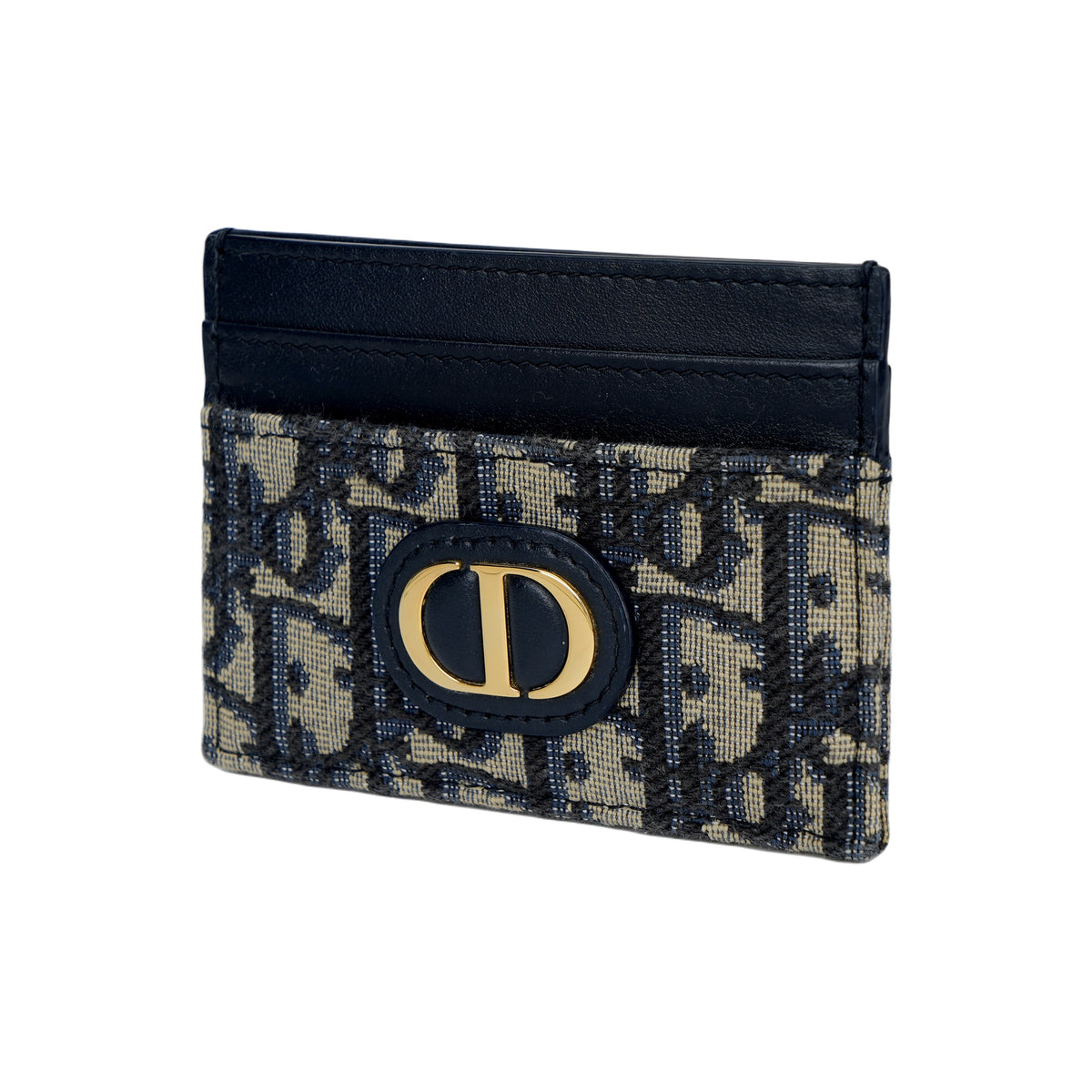 DIOR 30 Montaigne Oblique Fabric Card Holder with CD Logo - Blue
