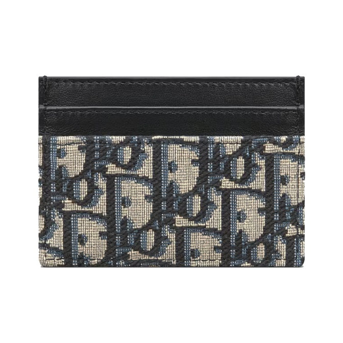 DIOR 30 Montaigne Oblique Fabric Card Holder with CD Logo - Blue