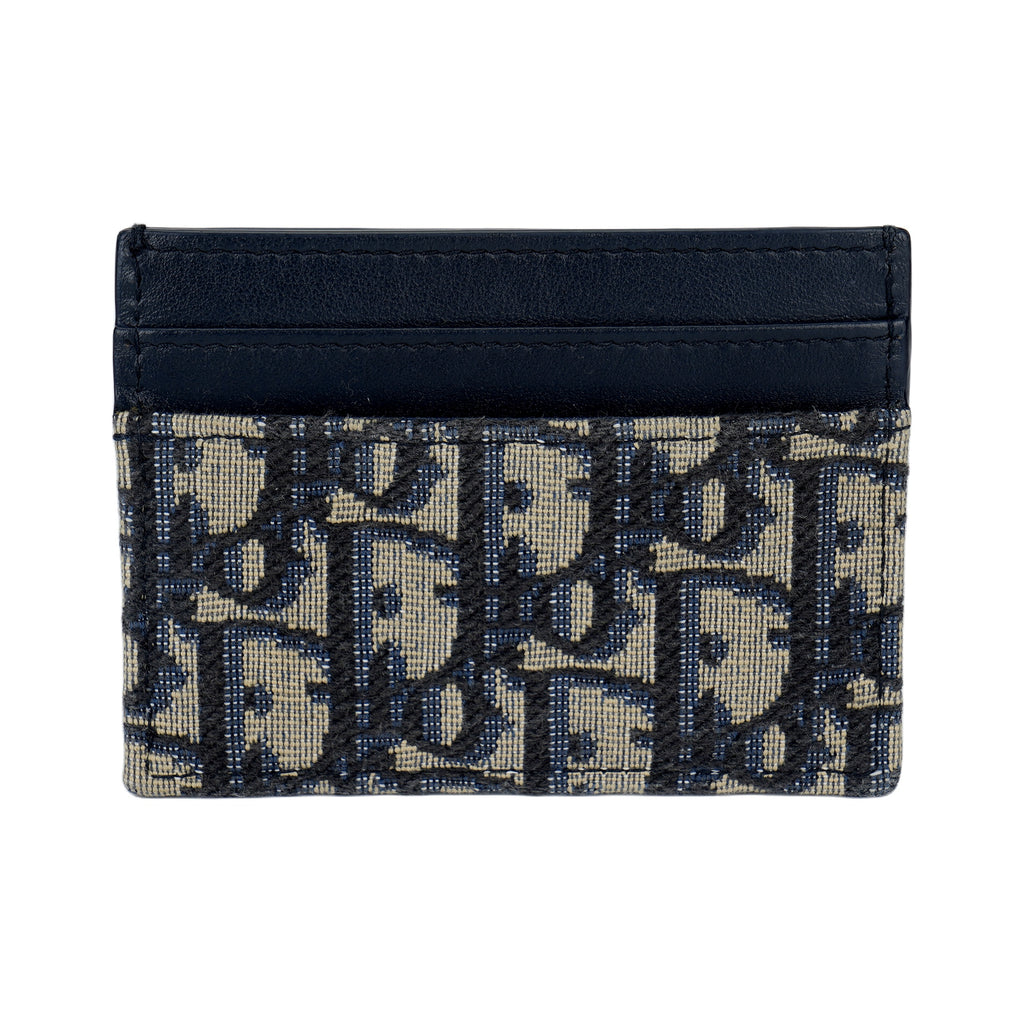 DIOR 30 Montaigne Oblique Fabric Card Holder with CD Logo - Blue