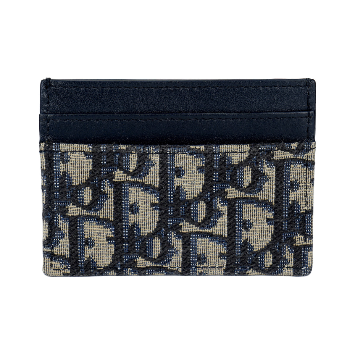 DIOR 30 Montaigne Oblique Fabric Card Holder with CD Logo - Blue