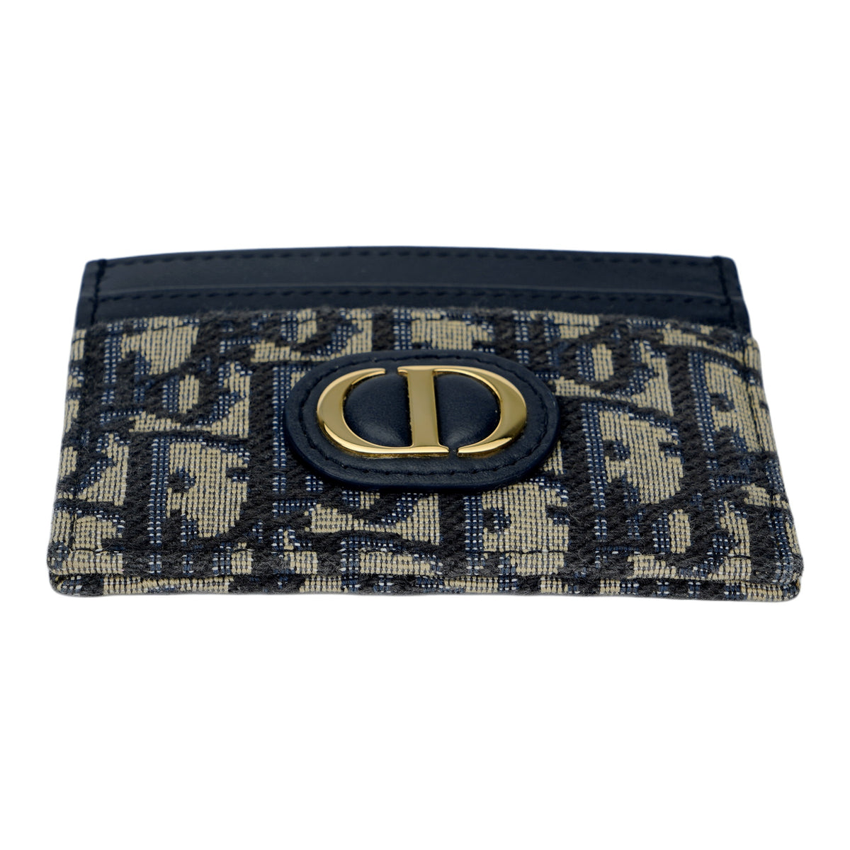 DIOR 30 Montaigne Oblique Fabric Card Holder with CD Logo - Blue