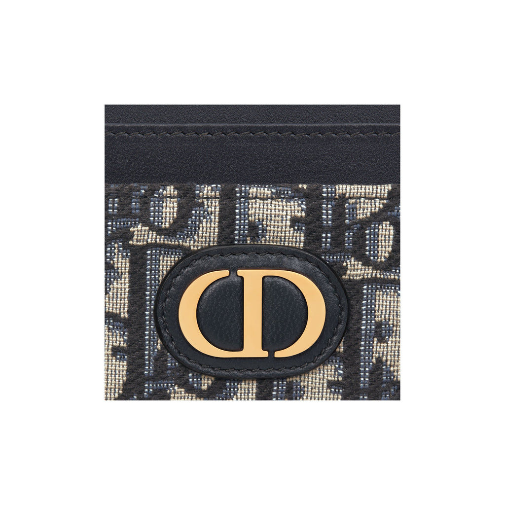 DIOR 30 Montaigne Oblique Fabric Card Holder with CD Logo - Blue