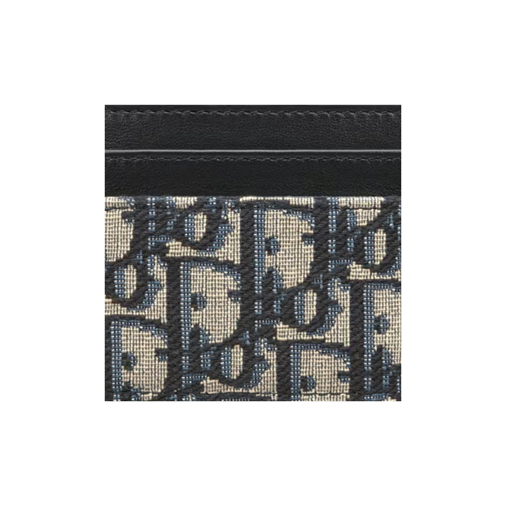 DIOR 30 Montaigne Oblique Fabric Card Holder with CD Logo - Blue