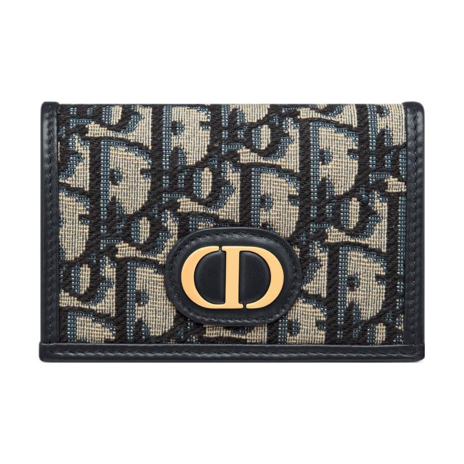 DIOR 30 Montaigne Letter-Print Jacquard Wallet - Blue - S2300