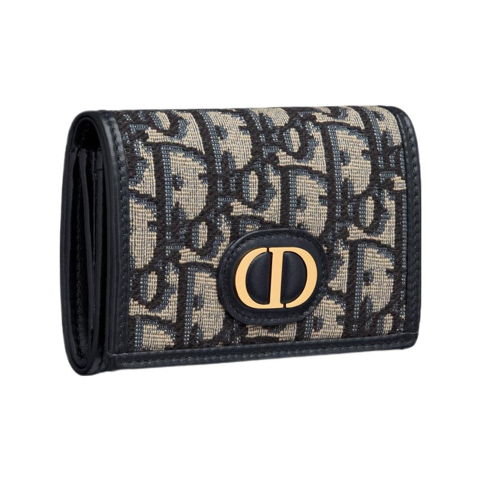 DIOR 30 Montaigne Letter-Print Jacquard Wallet - Blue - S2300
