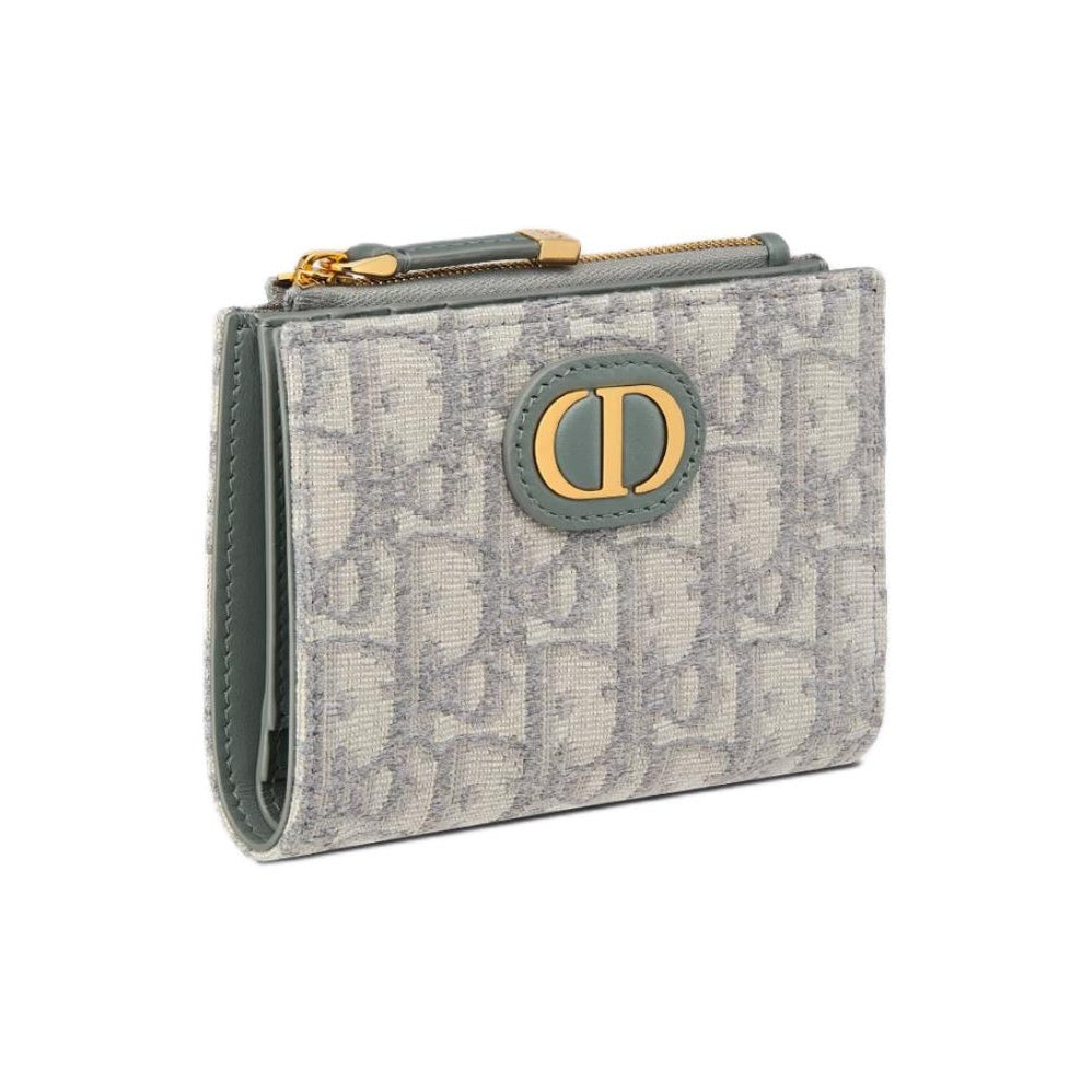 DIOR 30 Montaigne Cotton Zip Card Holder with CD Logo - Light Gray - S2197