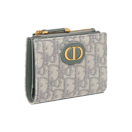 DIOR 30 Montaigne Cotton Zip Card Holder with CD Logo - Light Gray - S2197