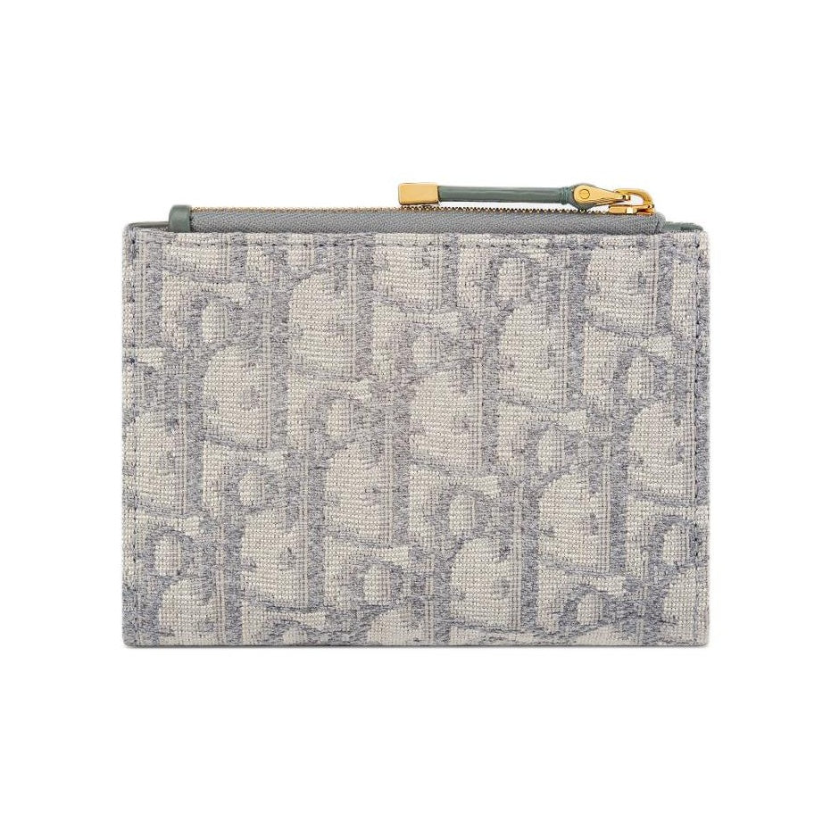 DIOR 30 Montaigne Cotton Zip Card Holder with CD Logo - Light Gray - S2197