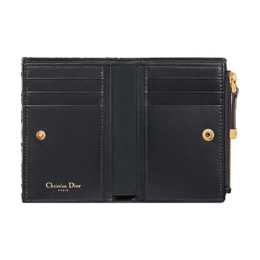 DIOR 30 Montaigne Oblique Jacquard Zip Card Wallet - Blue - S2197