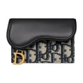 DIOR Saddle Oblique Soft Calfskin Card Holder - Blue - S5611