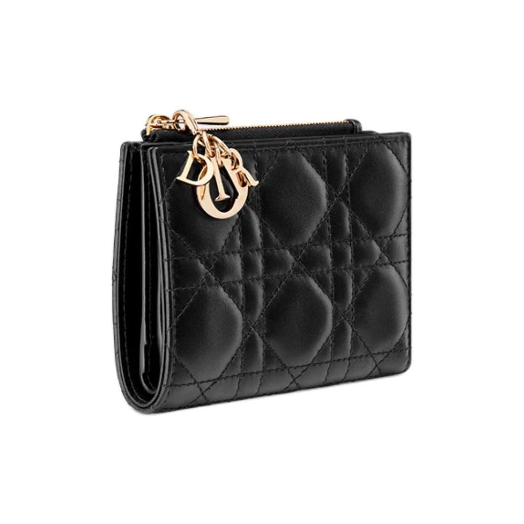 DIOR Lady Dior Cannage Sheepskin Wallet with Detachable Charms - Black - S6037