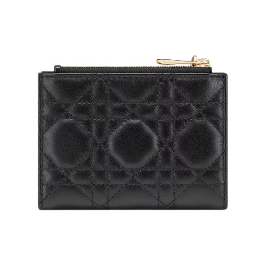 DIOR Lady Dior Cannage Sheepskin Wallet with Detachable Charms - Black - S6037