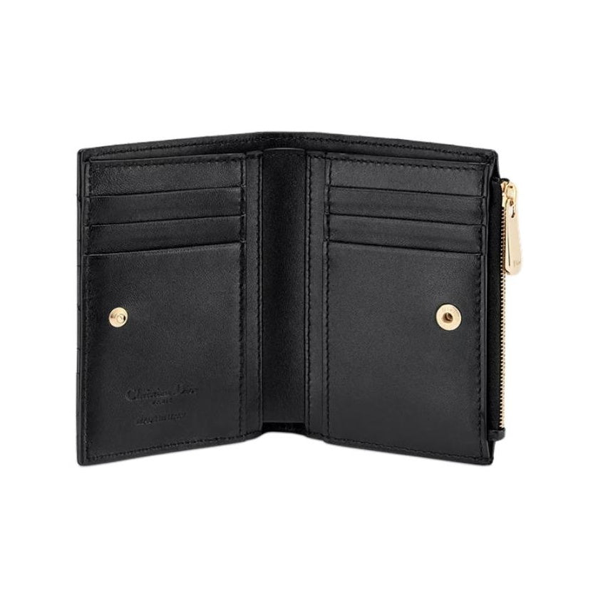DIOR Lady Dior Cannage Sheepskin Wallet with Detachable Charms - Black - S6037